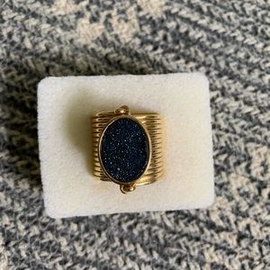Sapphire druzy and gold ring